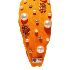 SF GIANTS LELE SADOUGHI / MLB ORANGE EMBELLISHED KNOTTED HEADBAND