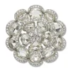 SHINY SILVER CRYSTAL ROSE BROOCH
