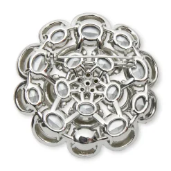 SHINY SILVER CRYSTAL ROSE BROOCH