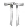 SILVER BARDOT FAUX LEATHER BOW BARRETTE