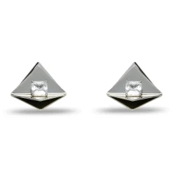 SILVER GEO CRYSTAL BUTTON EARRINGS