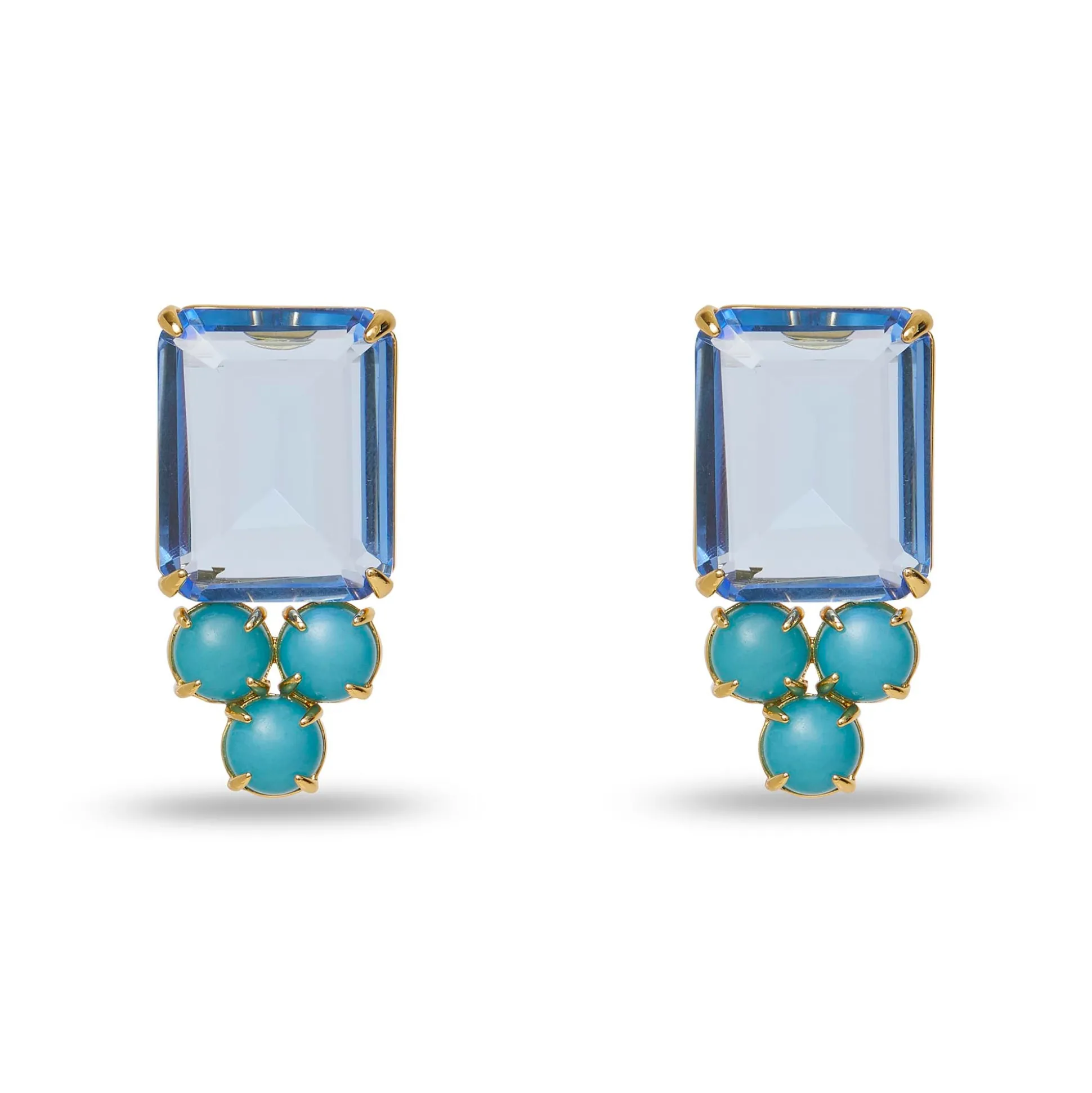 SKY BLUE CRYSTAL BERRY BUTTON EARRINGS