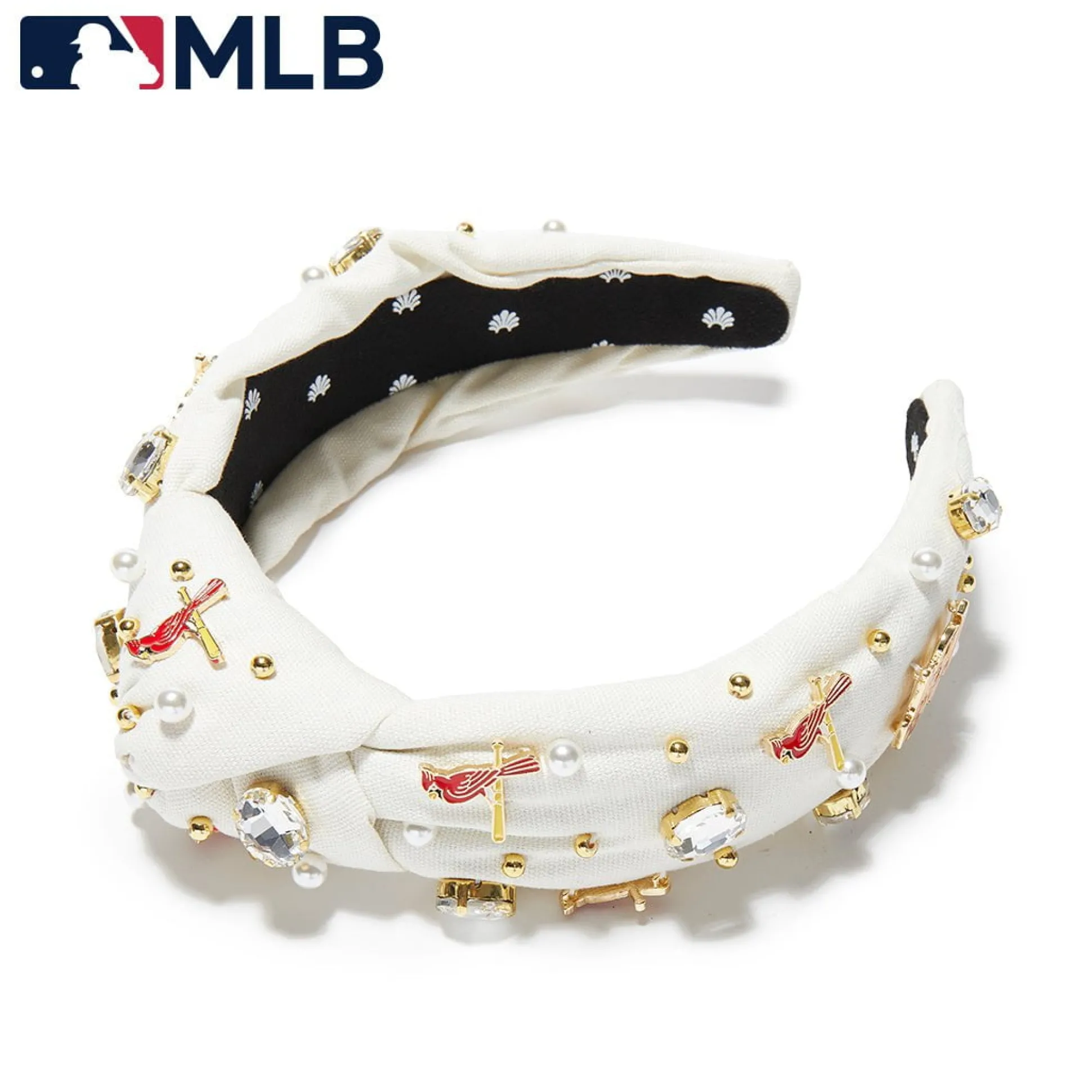 ST.LOUIS CARDINALS LELE SADOUGHI / MLB IVORY EMBELLISHED KNOTTED HEADBAND