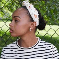 ST.LOUIS CARDINALS LELE SADOUGHI / MLB IVORY EMBELLISHED KNOTTED HEADBAND