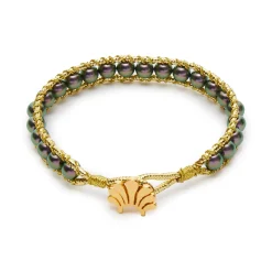 TAHITIAN PEARL BEADED CORD BRACELET