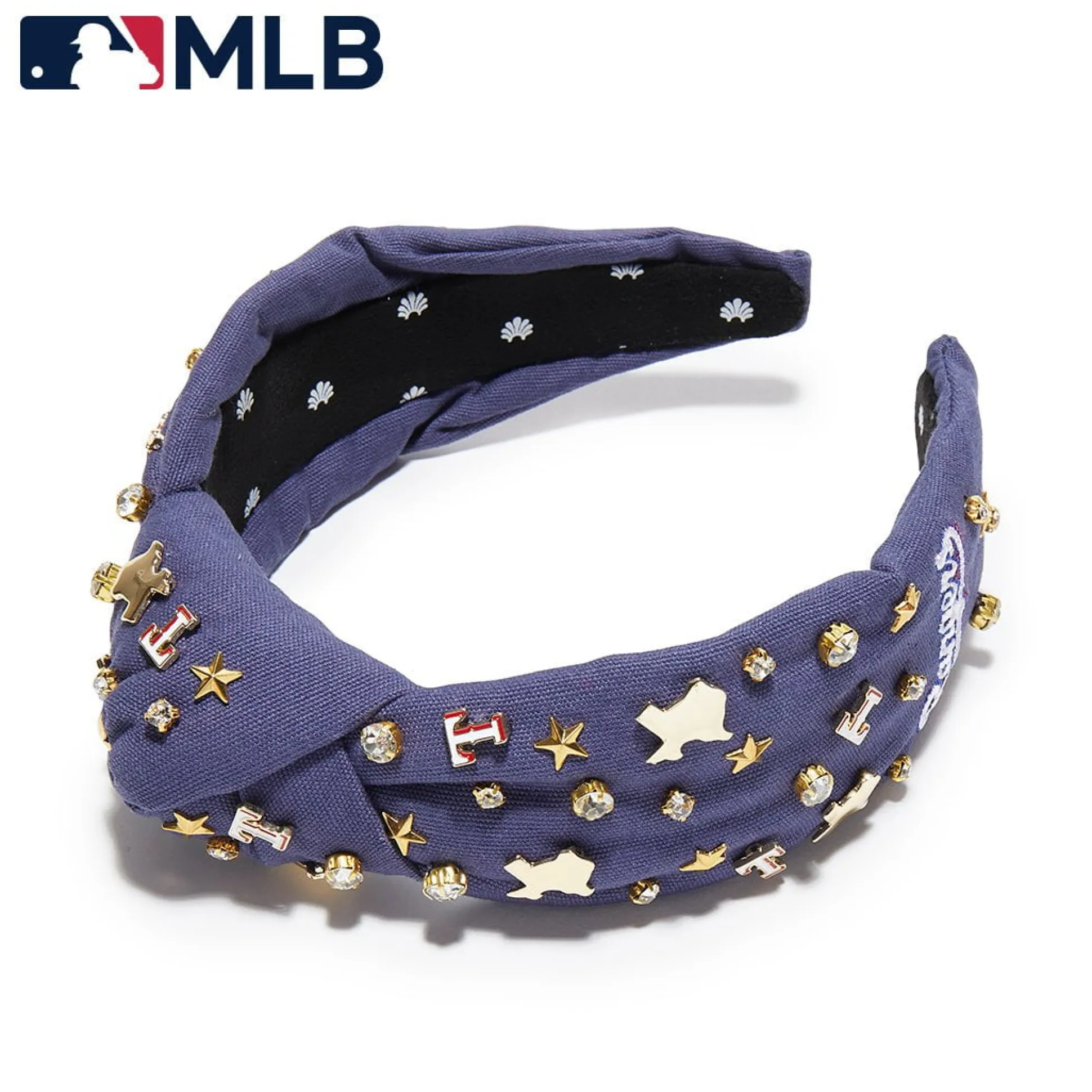 TEXAS RANGERS LELE SADOUGHI / MLB NAVY EMBELLISHED KNOTTED HEADBAND