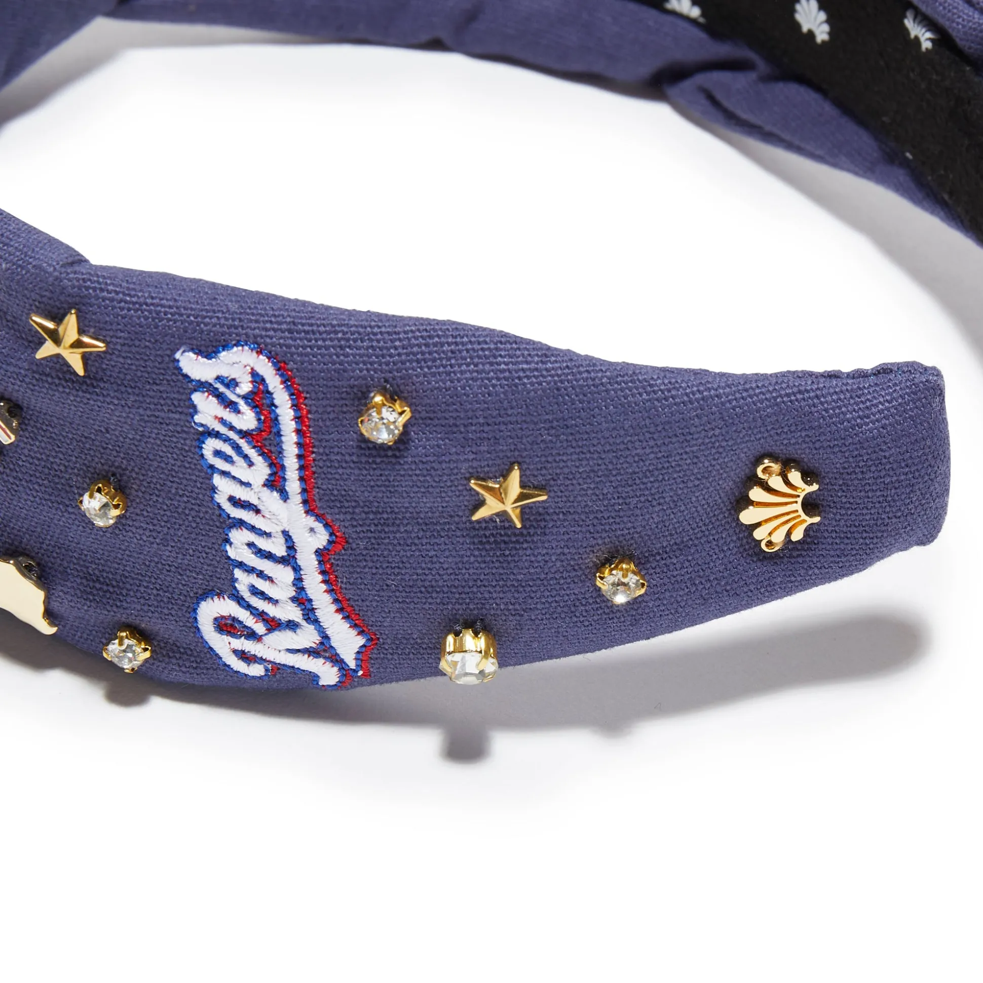 TEXAS RANGERS LELE SADOUGHI / MLB NAVY EMBELLISHED KNOTTED HEADBAND