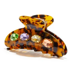 TORTOISE LARGE CRYSTAL CLAW CLIP
