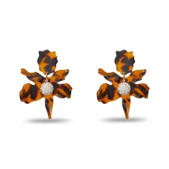 TORTOISE SMALL CRYSTAL LILY EARRINGS