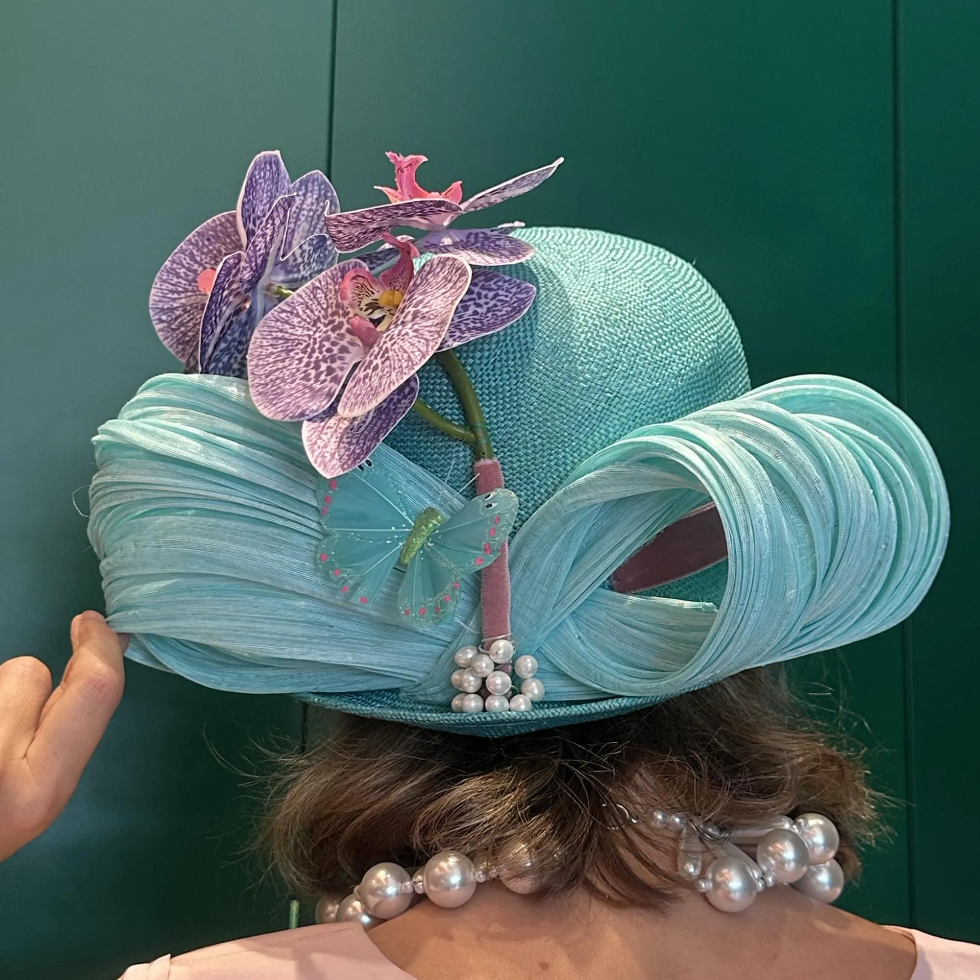 TURQUOISE ORCHID LELE SADOUGHI x KGB ONE-OF-A-KIND HAT