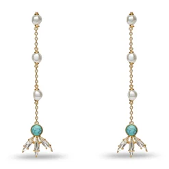 TURQUOISE SEA LINEAR TRIFOLD EARRINGS