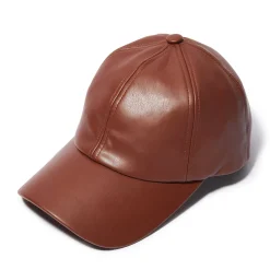 WALNUT FAUX LEATHER BASEBALL CAP